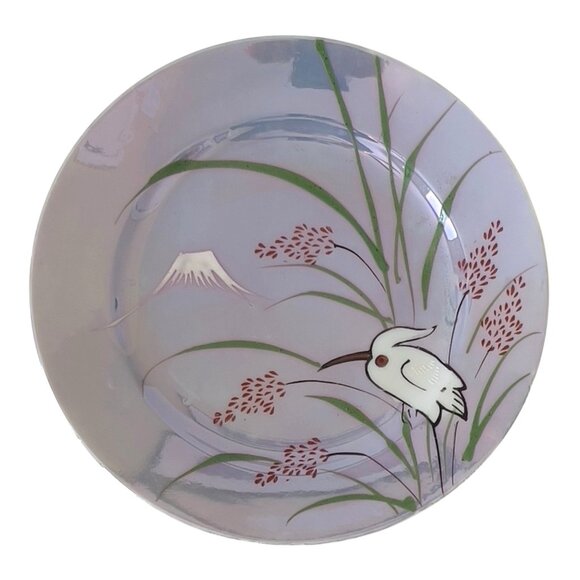 Set of 2 Nippon Plates Heron Mountain Lavender Lusterware Japan Hand Painted - Picture 2 of 14